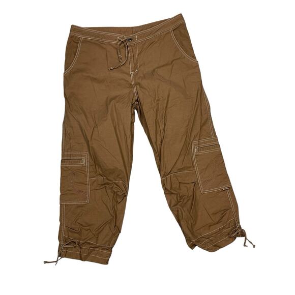 Prana Crop Parachute Cargo Pant Brown Size Large VTG - Picture 1 of 9